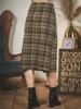 New In Check Pattern Wrap Midi Wool Skirt