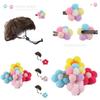 Charming Pet Wig Accessories Including Brown Bob Wig And Vibrant Flower Clips For Dogs And Cats