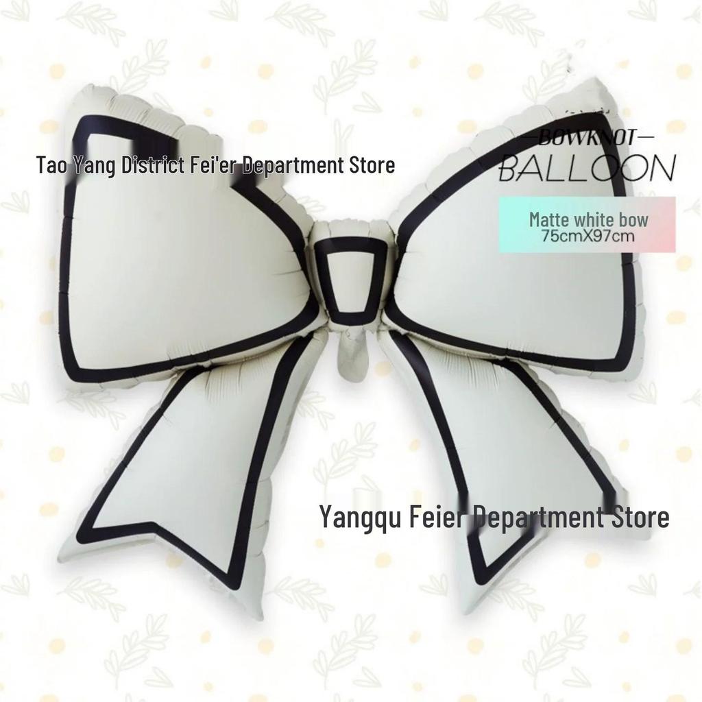 Minimalist Black & White Bow-Shaped Birthday Balloon Decoration