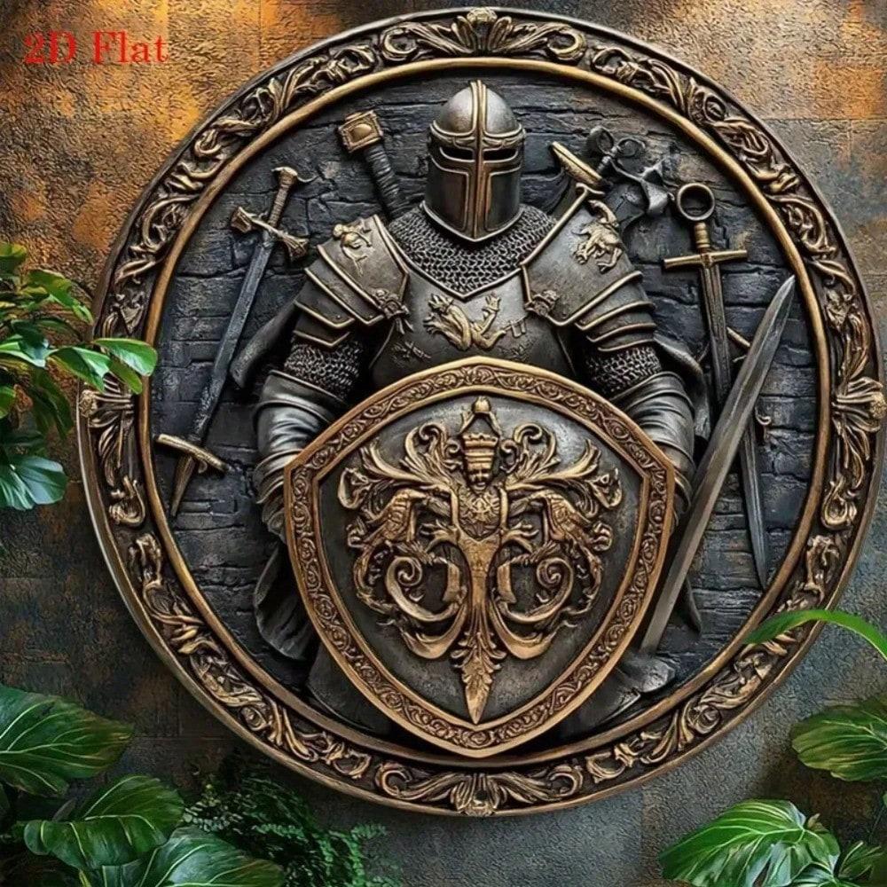 

Vintage Medieval Knight Shield Aluminum Wall Art 8x8 Inch Metal Plaque Decor 20X20 різнокольоровий