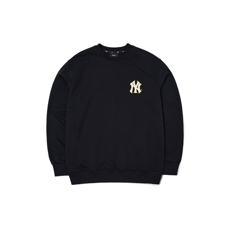 MLB X Disney Cartoon Round Neck New York Yankees Donald Duck Print Pullover Long Sleeve Sweatshirt Unisex Sweatshirt Black 3AMTD1114-50BKS