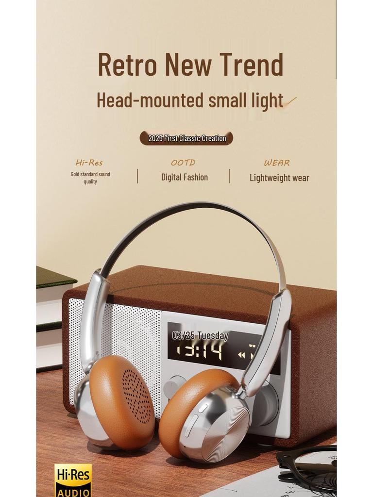 Retro Over-Ear Wireless Bluetooth Headphones with Long Battery Life