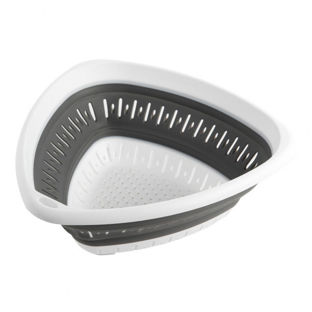 

Kitchen Sink Strainer Space-saving Foldable Drain Basket for Vegetables Fruits Pasta Noodles Hanging Holes Kitchen for Efficient серый