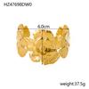 CARLIDANA Exaggerated Big Flower Personalized Hollow Out Leaf Open Wide Bangle Stainless Steel Non Tarnish Cuff Bracelet Women