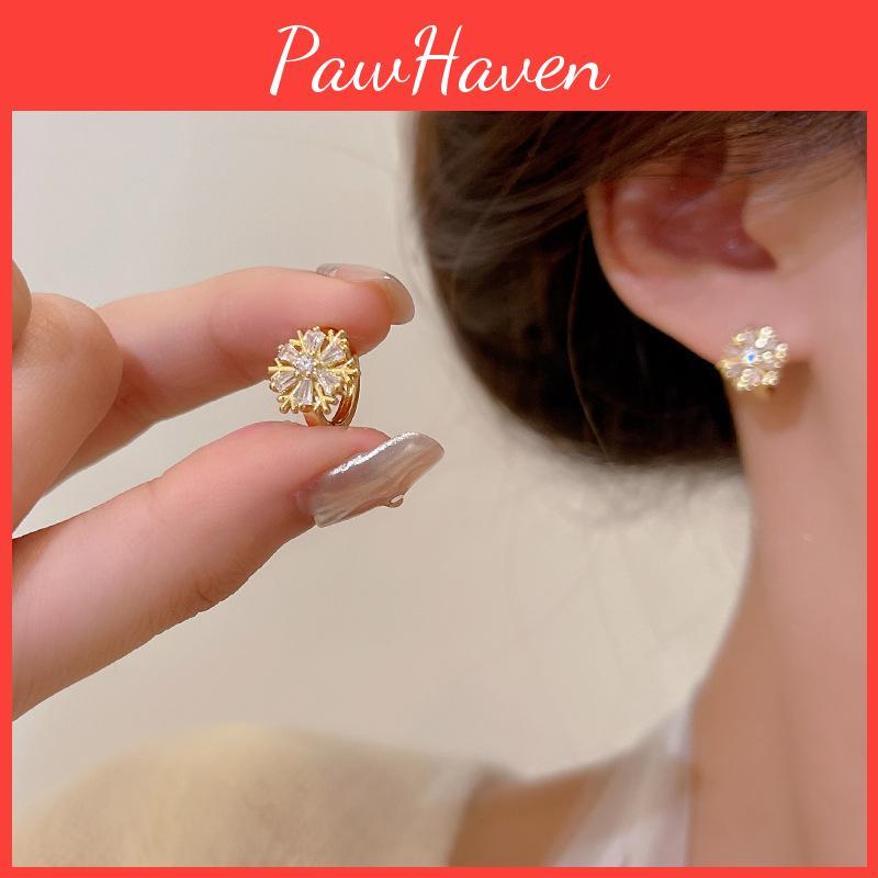 Trendy Korean Design Zircon Snowflake Earings For Women