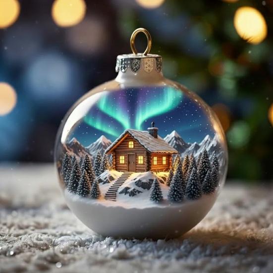 Juleanheng Scenekule Festlig Atmosfære Dekorasjon med Hus Inni Dekorativt Ornament