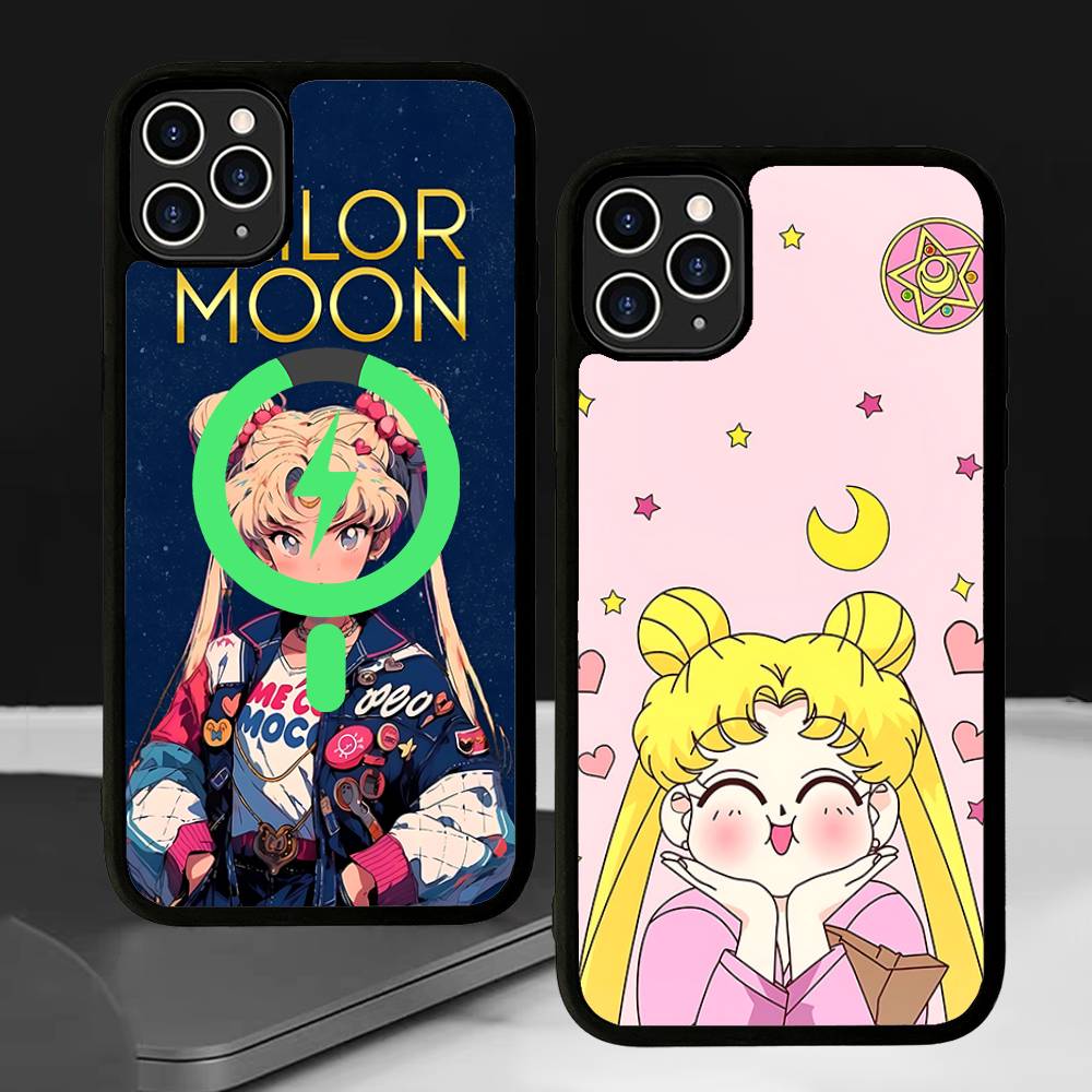 S-Sailors Anime Moon Magnetic Phone Case For IPhone 16 15 14 13 12 11 17 Pro Max Plus Wireless Charge Cover