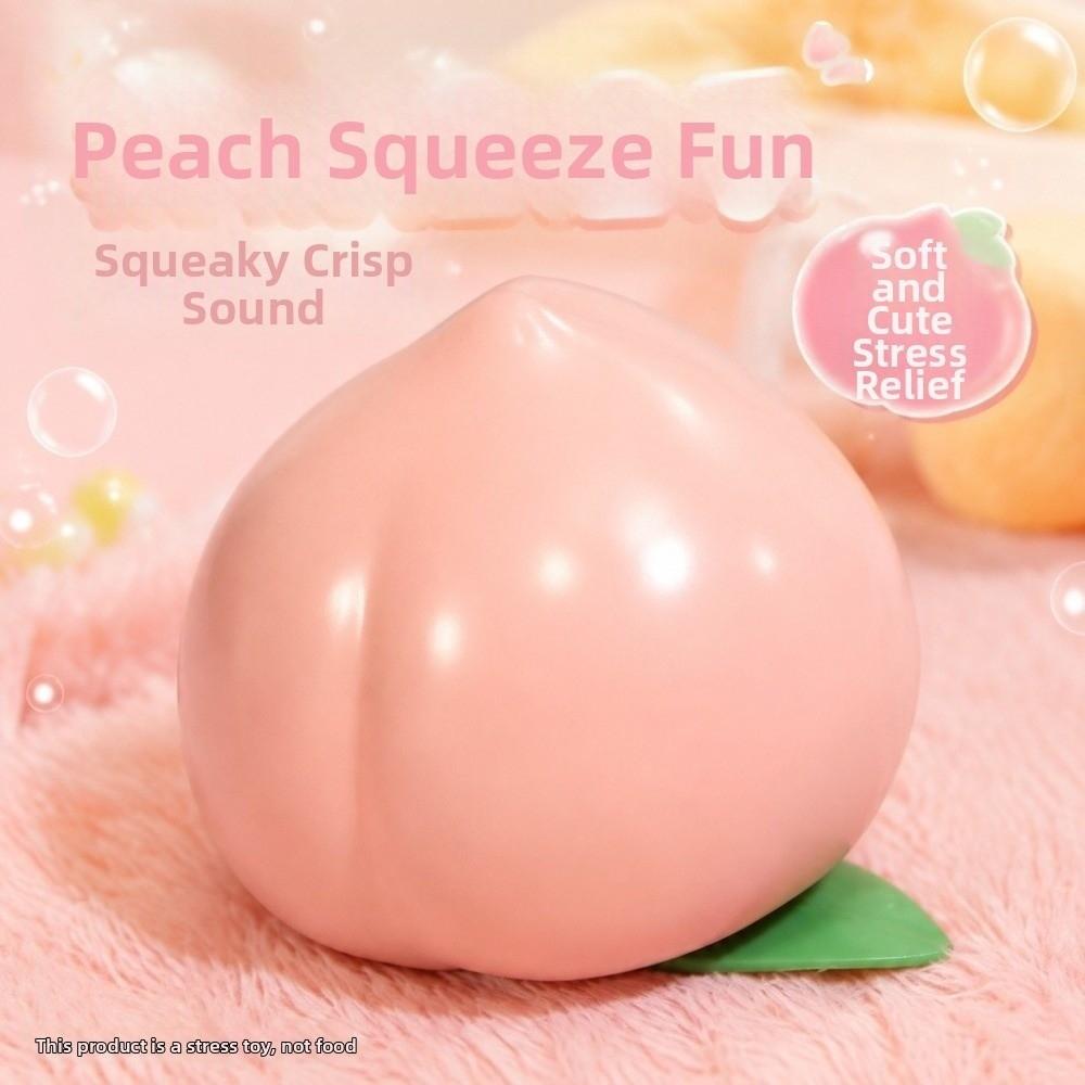Crunchy Peach Squeeze Toy Building Blocks TPR Fidget Toy Realistic Fruits Pinch Office Desk Toy
