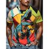 Fashion Men's Crew Neck Short Sleeve T-Shirt 3D Color Printing Summer Crew Neck T-Shirt