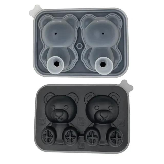 2/4/6 Grids Ice Cube Bear-Shaped Silicone Molder 3d Kawaii Bear Summer Relieve The Heat Diy Drink Ice Coffee Ice Cube Trays Mold