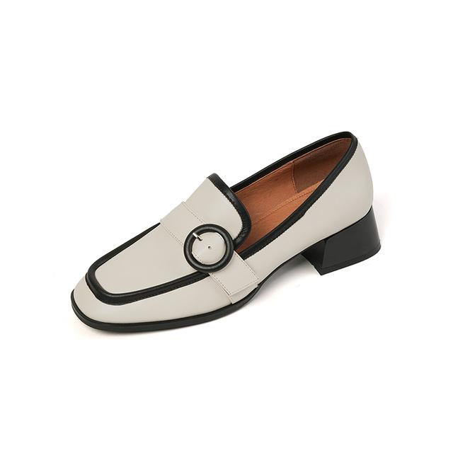 

Новая модная женская обувь из натуральной кожи, повседневные лоферы без шнуровки, туфли на платформе с квадратным носком, женская обувь, Zapatos De Mujer Women 34 грязно-белый