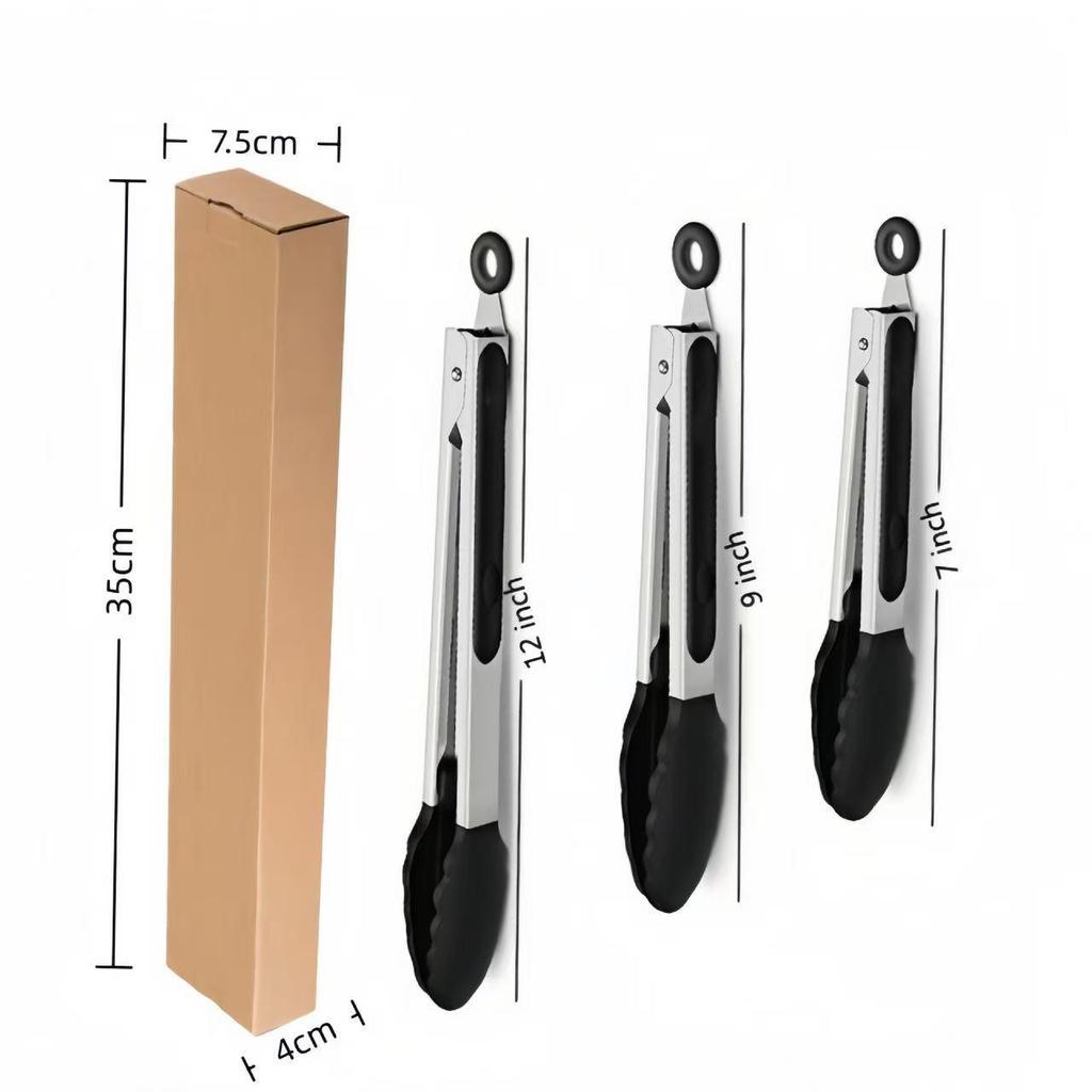 Silicone High-Temperature Resistant Tongs - Ideal for Grilling, Frying, and Bread - Stainless Steel Kitchen Tool