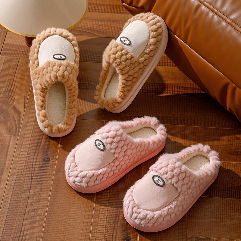 New home cotton slippers autumn and winter thick-bottomed comfortable cotton mop splicing design fleece warm fluff mop