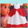 Super Mario Prinzessin Peach Kleid für Mädchen Cartoon-Stil Baumwolle Cosplay Kostüm