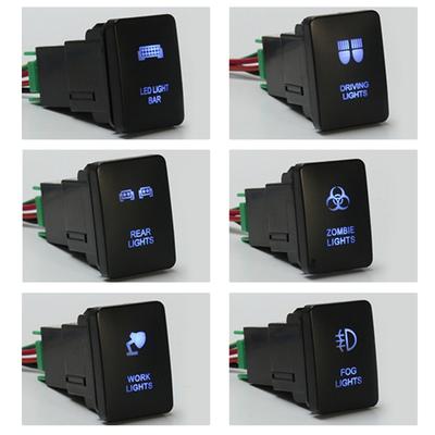 33x22mm Für Toyota Landcruiser Yaris RAV4 12V Blaue Nebelschlussleuchte Zombie LED Licht Schalter Ein/Aus Druckknopf Signal Leuchte Leiste Schalter