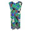 PLEATS PLEASE PP51-JH642 15Stainless Steel Green x Blue Geometric Print One-Piece dress 3 greenUsed