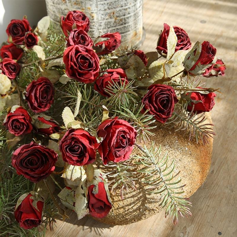 Vintage Styles Rose BouquetRose Flower Props Beautifully Crafted Fakes Flower Ornament Realistic Flower for Indoor Decor