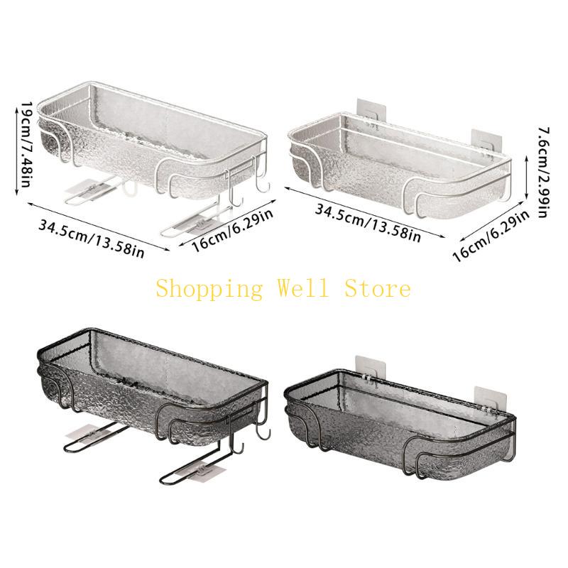 KX4B Large Capacity Bathroom Shelves Functional Organizers Wall Mounted Shower Storage Basket for Bathroom Kitchen
