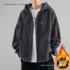 Men's 500g Heavyweight Solid Color Zipper Hoodie - Spring/Autumn Loose Fit Hong Kong Style Jacket