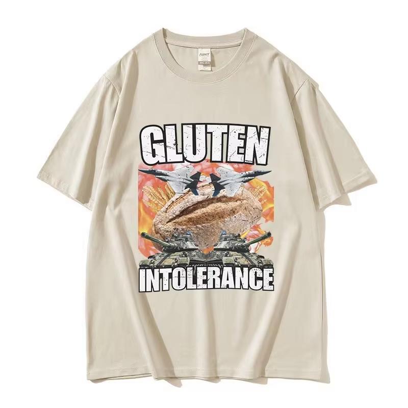 Summer Hot Sale Unisexs Gluten Intolerance Funny Bread War Graphic TShirt Oversize Streetwear Short Sleeve Casual Cotton Tee S
