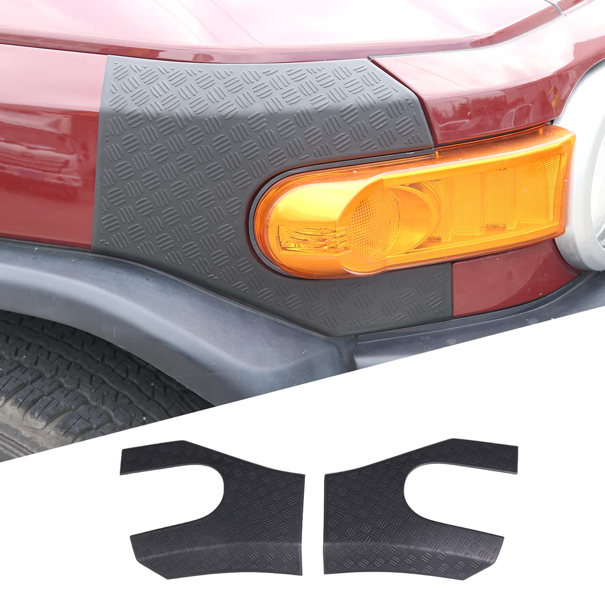 

DIYUCAR Set of Front Fog Lamp Side Trim Front Hood Protective and Body Armor Corner Guards for Toyota FJ Cruiser 2-Piece Panels, Covers, 2007-2021