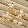 Explosive Pearl Flower Ring Set, Gold Fashion Ins Style Niche Design Sense, Light Luxury Jewelry Set