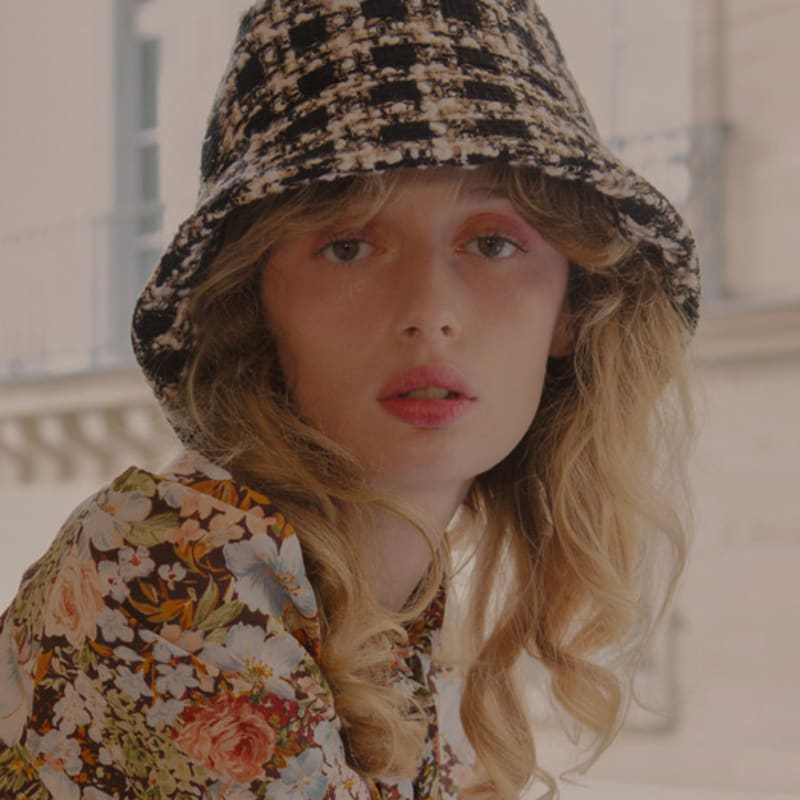 

poesiedame твидовая панама_черный и коричневый FREE