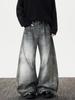 Used D-Print Weitbeinige Jeans für Herren, Retro-Silhouette im Stil der amerikanischen Ödnis, Nischen-Oversized, gewaschene curved knife Hose