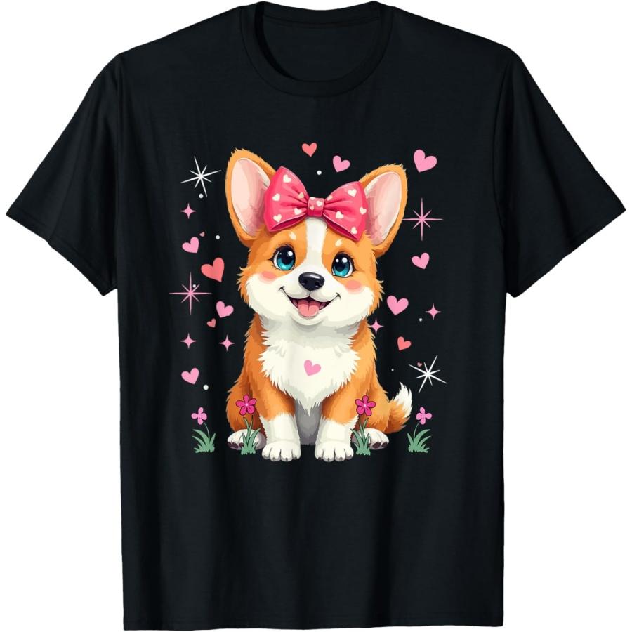 

Corgi Bow Tie Matching Dog Owner Family Kids Lover Girls T-Shirt XXXXXL чёрный