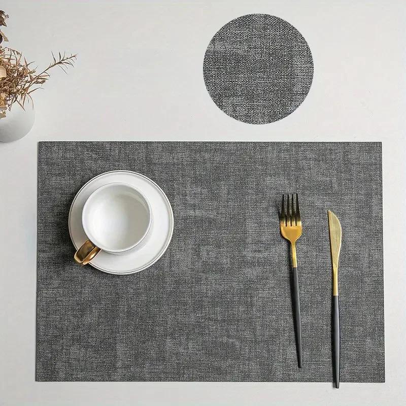 Leather Washable Placemats for Dining Cloth Pattern Table Mat Oil-Proof Waterproof Non-Slip Heat-Resistant Tableware Place Mat