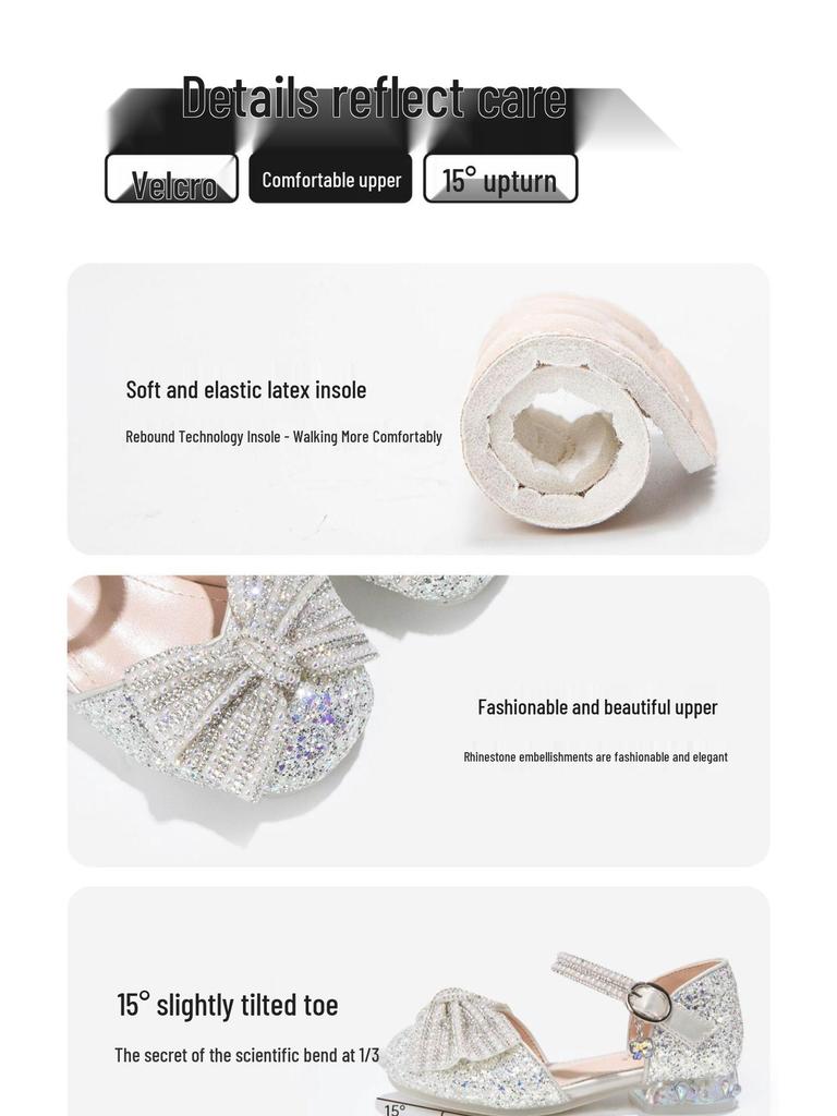 Mädchen Prinzessin Kristallschuhe - Frühling/Sommer 2025: Glänzende Leder-High Heels mit weicher Sohle für Kleinkinder