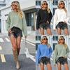 Autumn and Winter Women's Sweater Hundred Solid Color Loose Bottom Knit Sweater Pullover Sweater