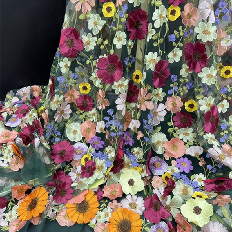 

12 цветов, высококачественная вышитая ткань, 3D аппликация, кружевная ткань, женское платье, модный материал для свадебного платья