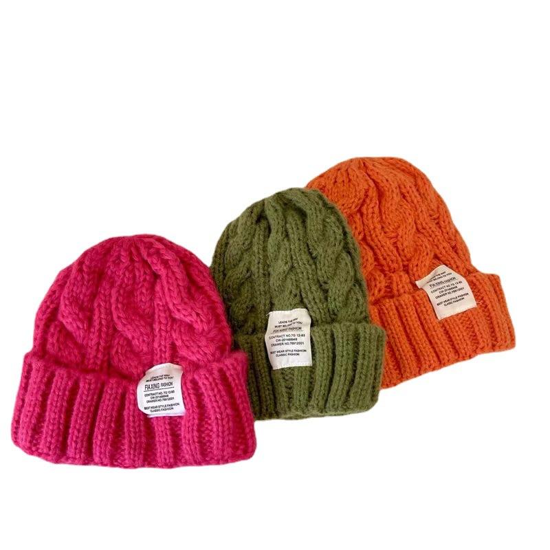 Candy-colored Twist Knitted Hat Cone Top Age-reducing Cute Girl Wool Hat Autumn and Winter Student Warm Ear Hat