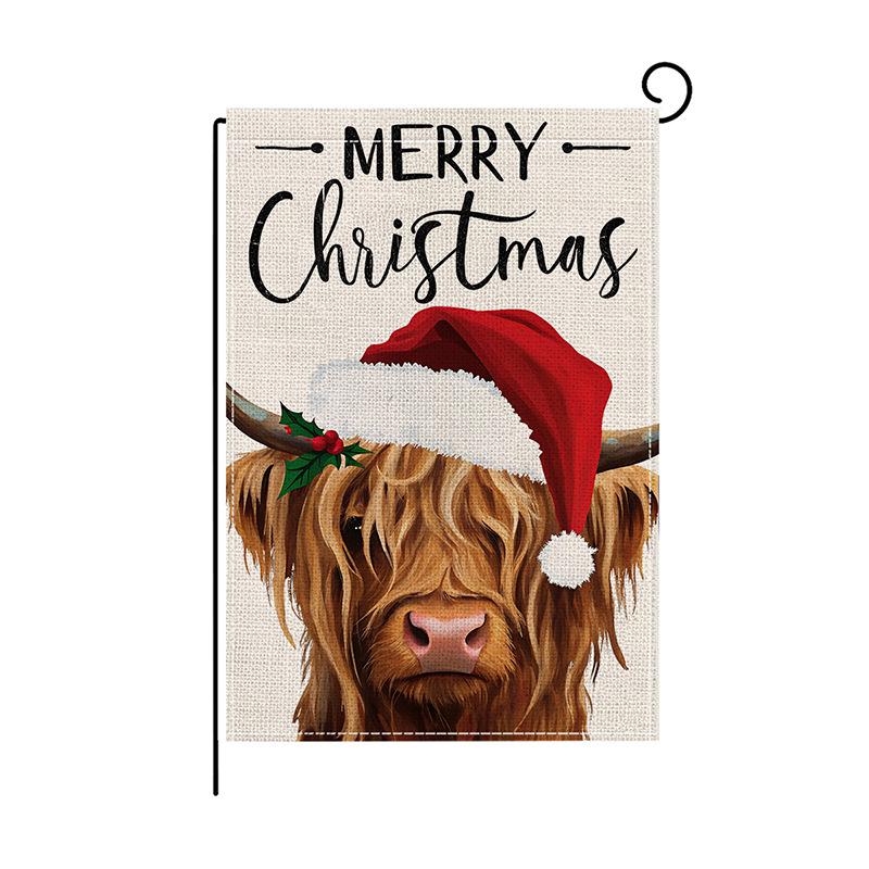 Weihnachten Bedruckte Gartenflagge Polyester Doppellagig Bedruckte Outdoor-Flagge Hof Dekorativ Bunte Flagge
