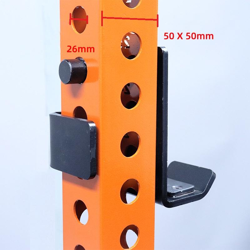 Barbell Safety J Hooks for Squat Rack & Bench Press - Fitness Equipment Accessories For 50x50mm tube, 26mm hole