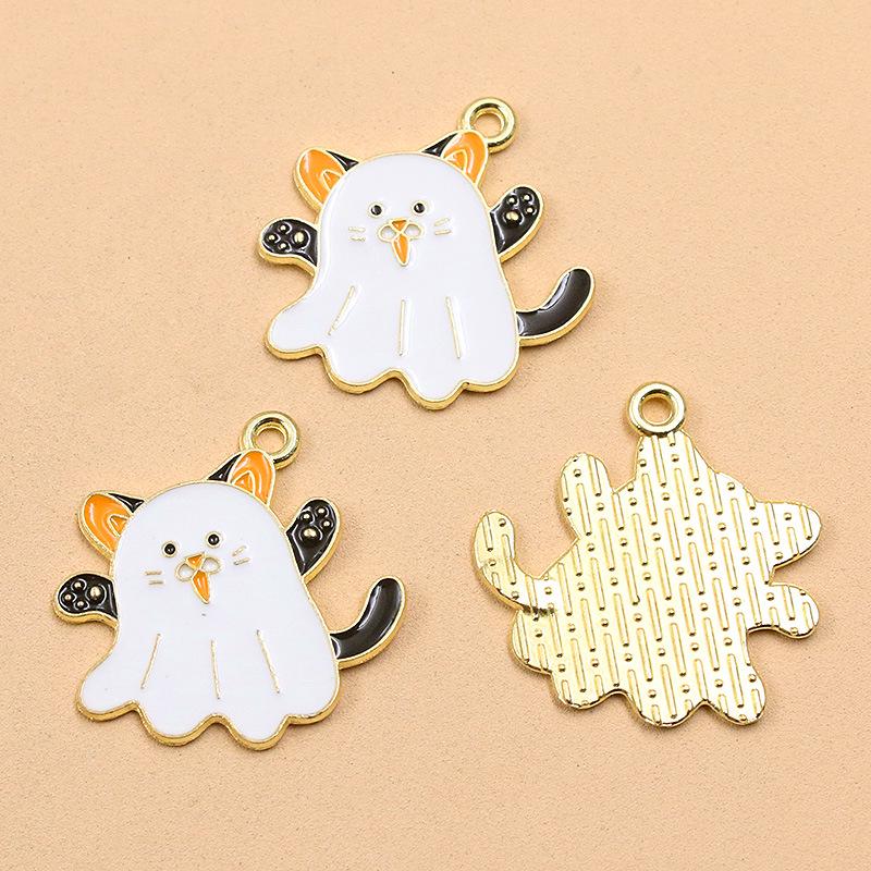DIY Halloween Alloy Jewelry Charms: KC Gold Drip Oil Bat, Pumpkin, Ghost Pendants