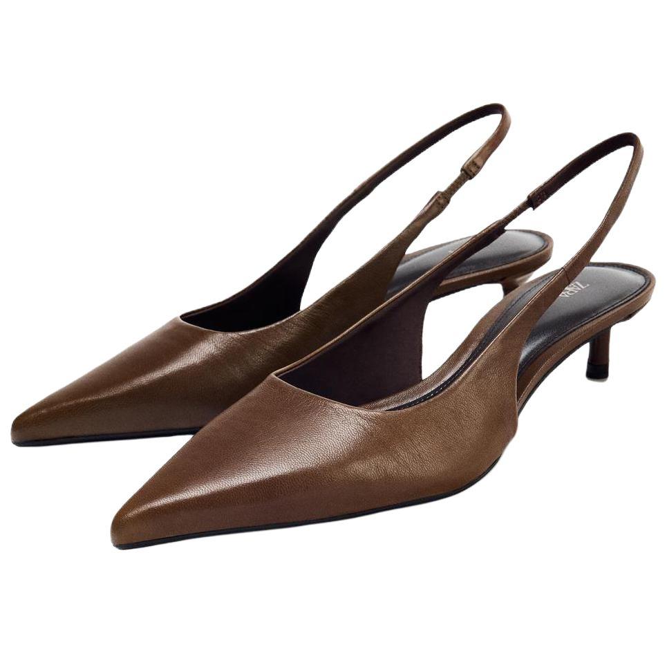 Zara Fashionable Elegant Stiletto Heels 4.5Cm Women Heels Brown 1238610105