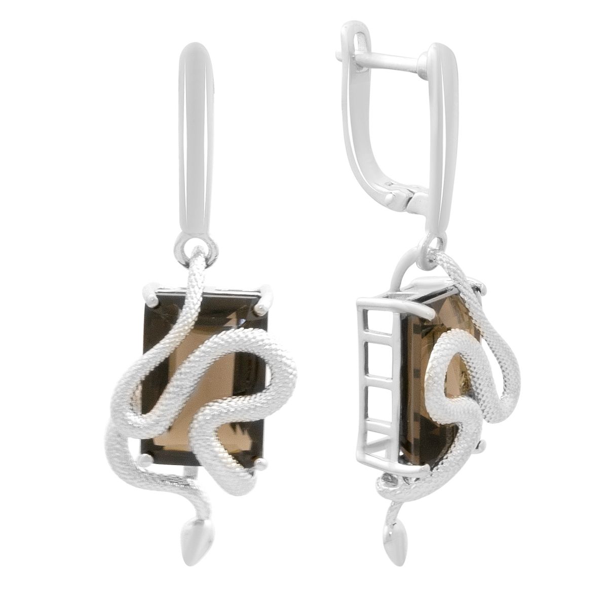 

Срібні сережки з натуральним раухтопазом (димчастим кварцом) 15.158ct (2177807) смокі топазу кольору