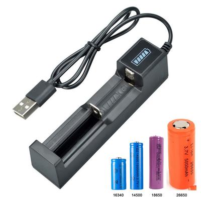 Universal 1 Slot Lithium Battery USB Charger Adapter Smart Charging for Rechargeable Batteries 18650 26650 14500 10440 Charger