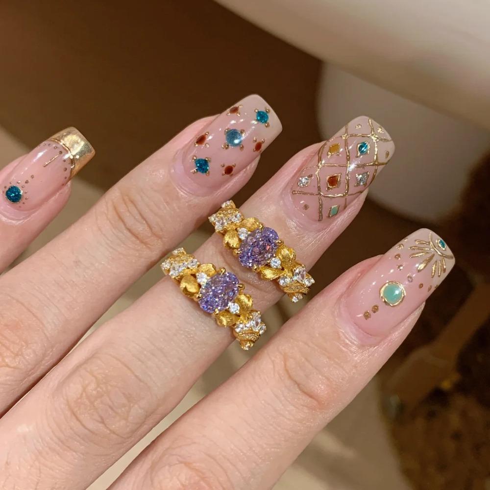 Vintage French Style Bauhinia Flower Ring for Women Handmade Brushed Minimalist Fashion Jewelry