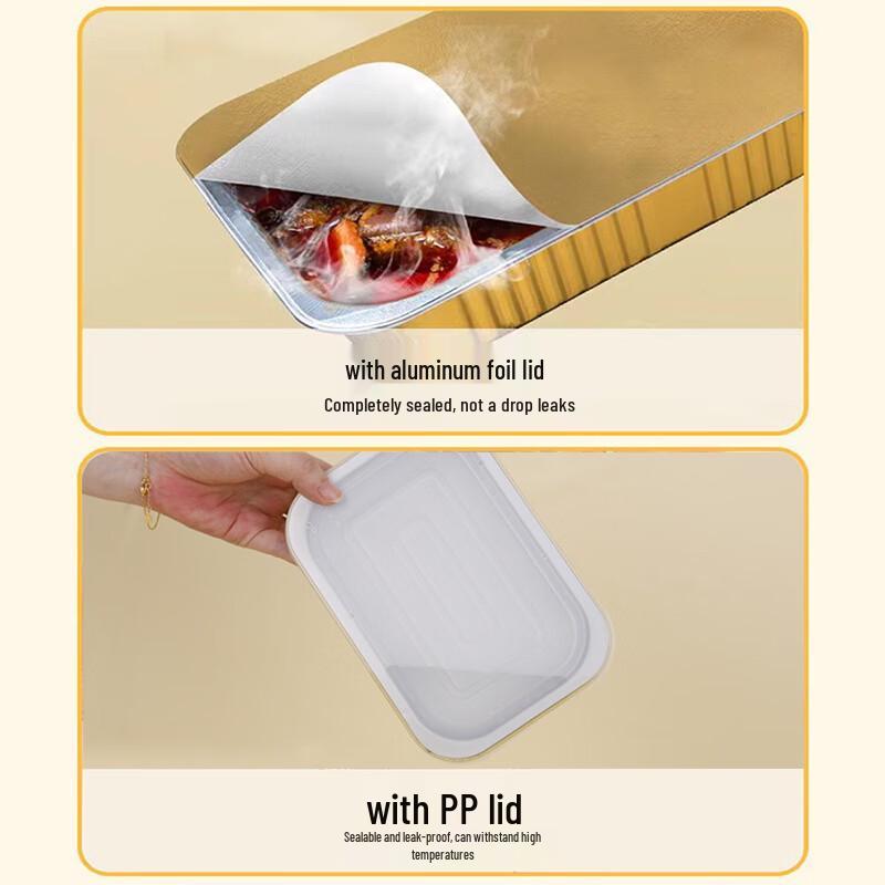 Gold Round Aluminum Foil Takeaway Containers with Lids