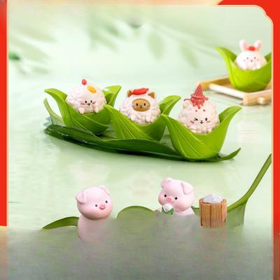 Cute Micro-landscape Dragon Boat Festival Zongzi Little Pig FoodToys DecorationsGifts Accessoriesand Small Desktop Ornaments