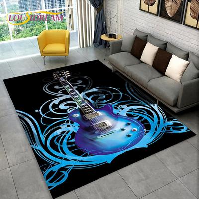 Tapete de área de guitarra elétrica, baixo, violão clássico, tapete para sala de estar, quarto, capacho decorativo, jogo infantil, tapete antiderrapante