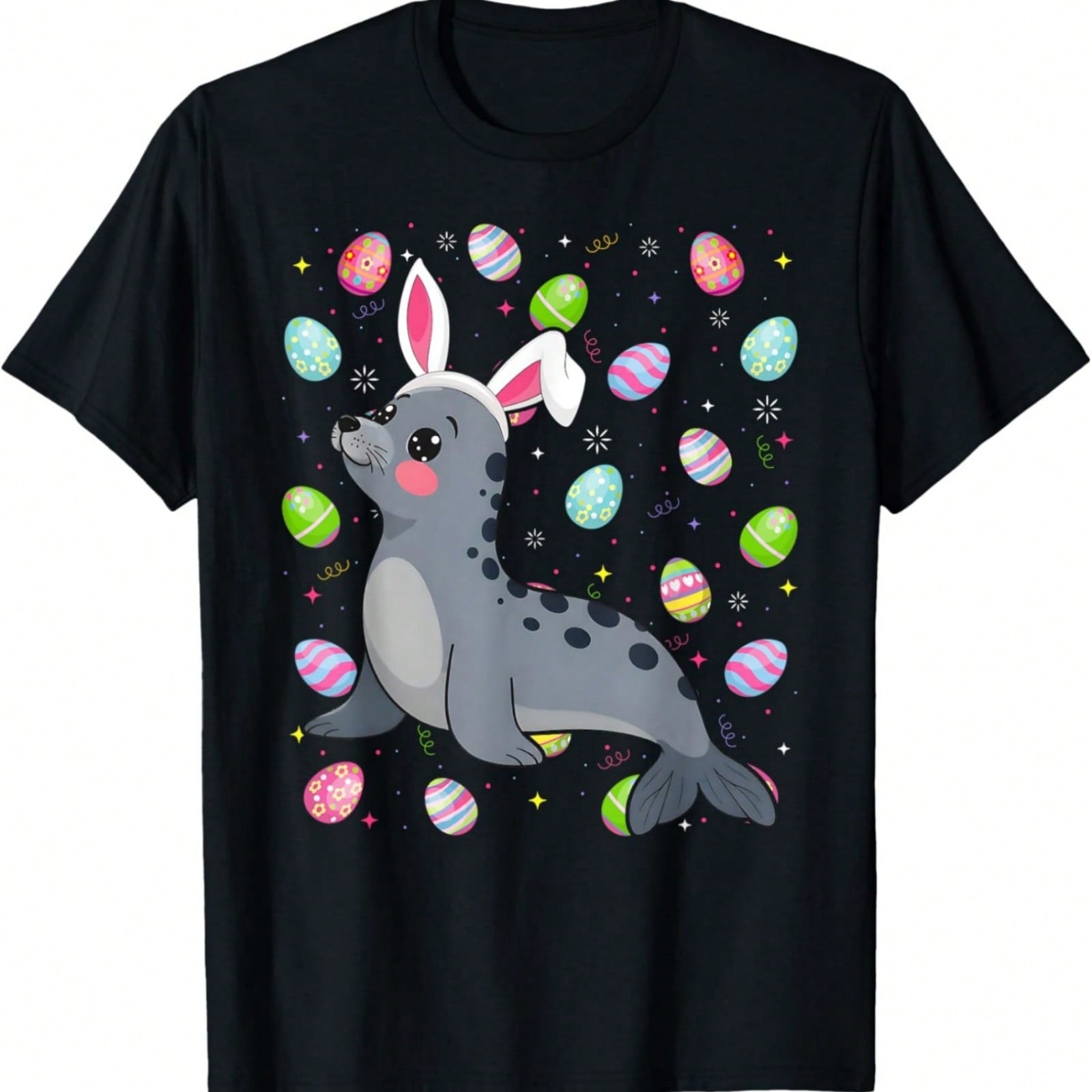 Seal Happy Easter Egg Hunt Bunny Ear Seal Easter T-Shirt S разноцветный