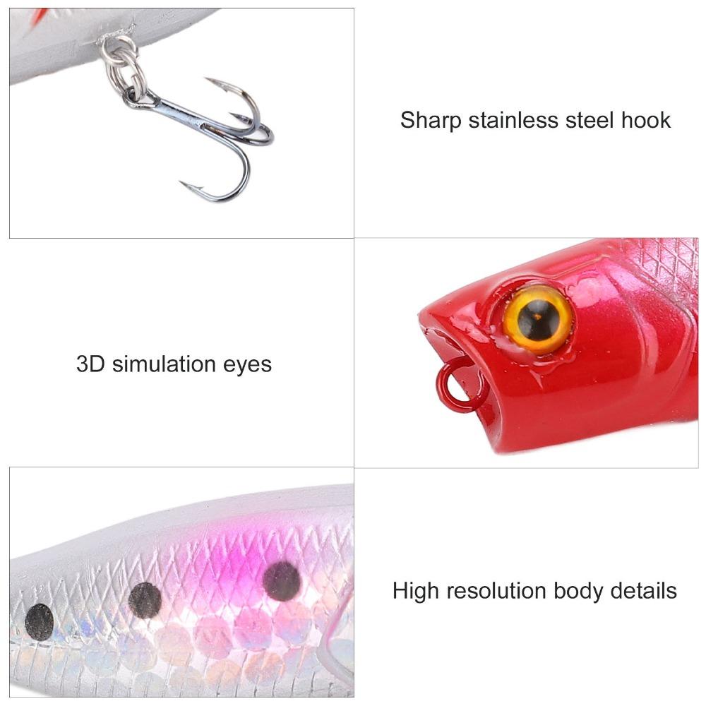 5pcs with Rolling Steel Balls Topwater Popper Lures 4.5cm 3.5g Fishing Lures Freshwater Fishing