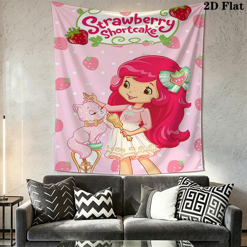 Erdbeer-Shortcake Wandbehang Bedruckter Stoffdecke Dekorative Wandteppiche für Schlafzimmer Wohnzimmer Heimdekoration