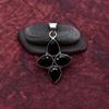 Black Onyx Gemstone Cross Shape Pendant : 925 Sterling Silver Handmade Jewelry Pendant