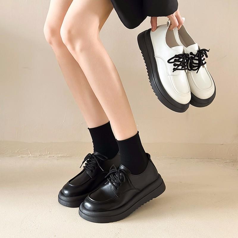 Female Shoes on Sale 2025 New Lace Up Women's Pumps Autumn Round Toe Solid Mary Jane Mid Heel Water Proof Dress Work Loafers