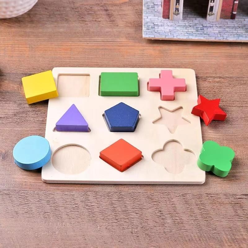 Baby Montessori Early Education Toys Wooden Puzzle Shape Matching Board 3D Puzzle Preschool Educational Toys for Children TMZ